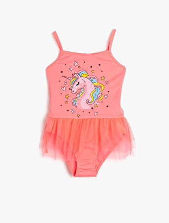 Mayo Tül Detaylı Unicorn Baskılı