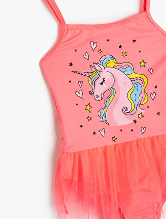 Mayo Tül Detaylı Unicorn Baskılı