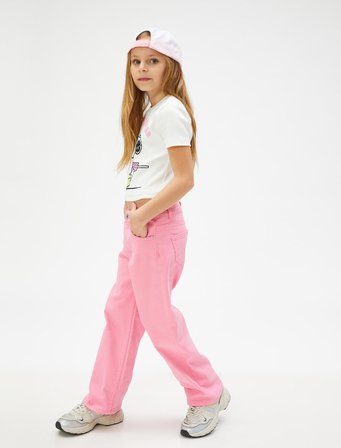 Düz Paça Cepli Rahat Kesim Kot Pantolon -  Straight Jean Beli Ayarlanabilir Lastikli 