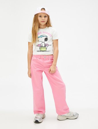 Düz Paça Cepli Rahat Kesim Kot Pantolon -  Straight Jean Beli Ayarlanabilir Lastikli 