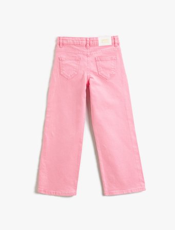 Düz Paça Cepli Rahat Kesim Kot Pantolon -  Straight Jean Beli Ayarlanabilir Lastikli 