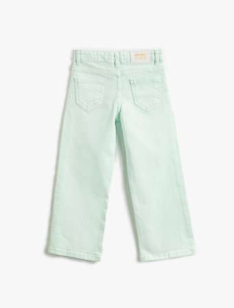 Düz Paça Cepli Rahat Kesim Kot Pantolon -  Straight Jean Beli Ayarlanabilir Lastikli 