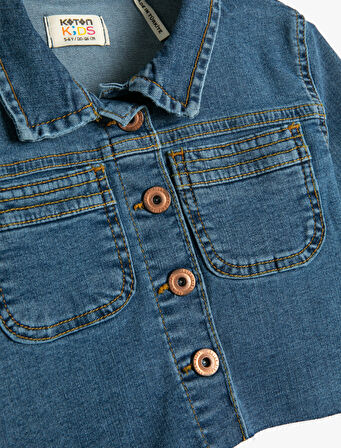 Crop Kot Ceket Düğmeli Pamuklu