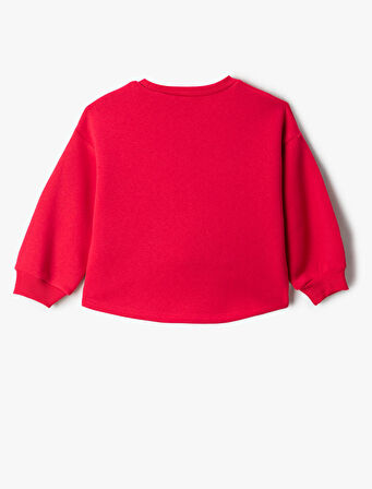 Oversize Sweatshirt Şardonlu Beli Büzgülü Uzun Kollu Bisiklet Yaka