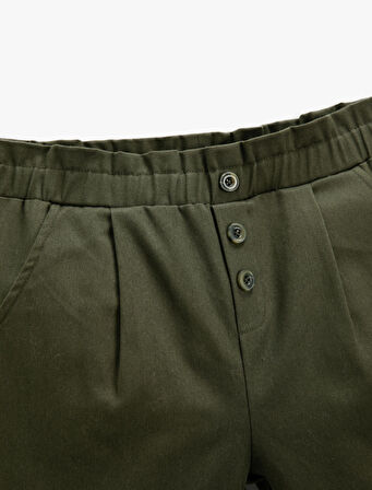 Kumaş Havuç Pantolon Düğme Detaylı Cepli 