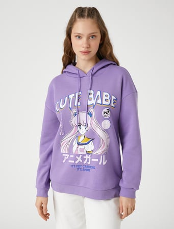 Anime Sweatshirt Kapüşonlu Oversize Uzun Kollu