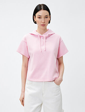 Kısa Kollu Sweatshirt Kapüşonlu