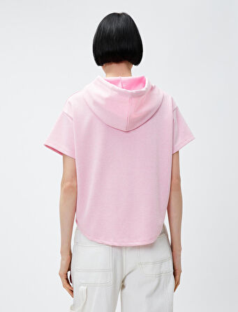 Kısa Kollu Sweatshirt Kapüşonlu