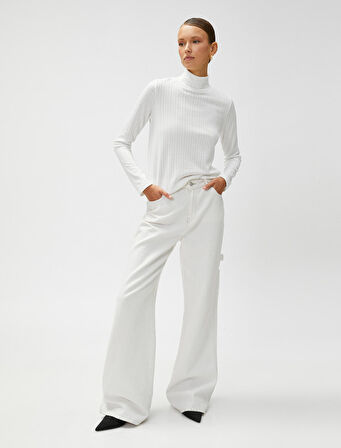 Motifli Tişört Balıkçı Yaka Uzun Kollu