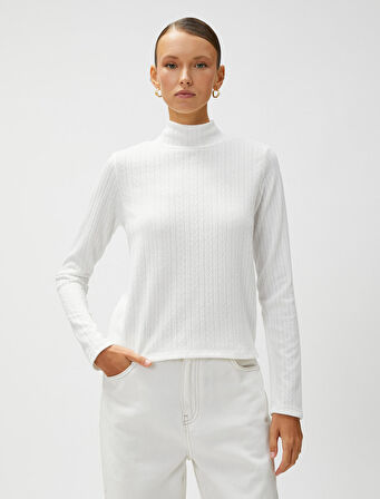 Motifli Tişört Balıkçı Yaka Uzun Kollu