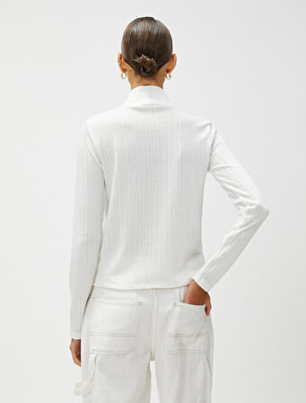 Motifli Tişört Balıkçı Yaka Uzun Kollu