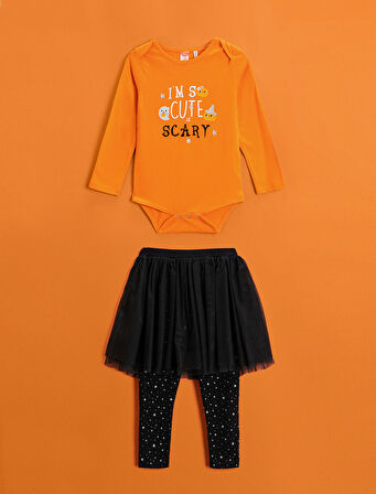 2'li Takım Bodysuit ve Etekli Tayt