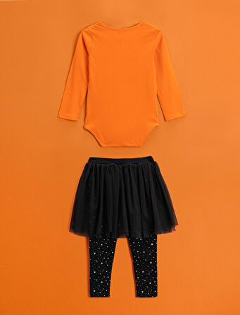 2'li Takım Bodysuit ve Etekli Tayt