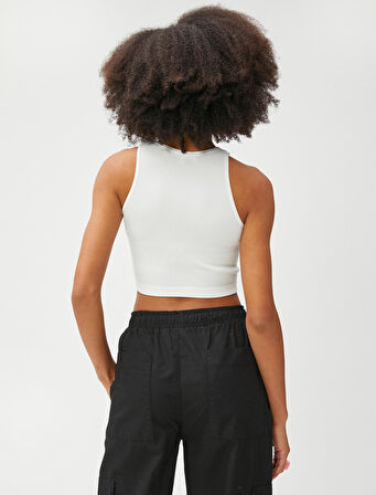 Crop Atlet Fitilli Halter Yaka Kolsuz