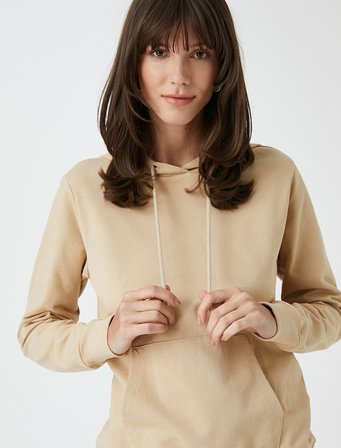 Basic Kapüşonlu Sweatshirt Kanguru Cepli