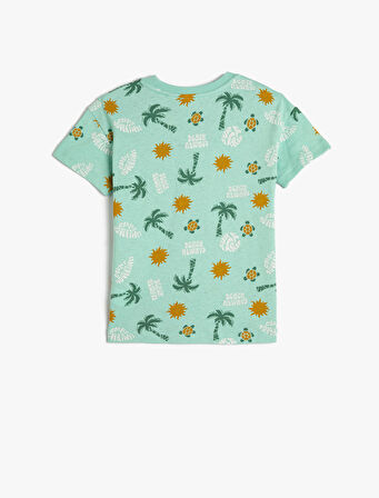 Tişört Kısa Kollu Bisiklet Yaka Pamuklu Yaz Temalı