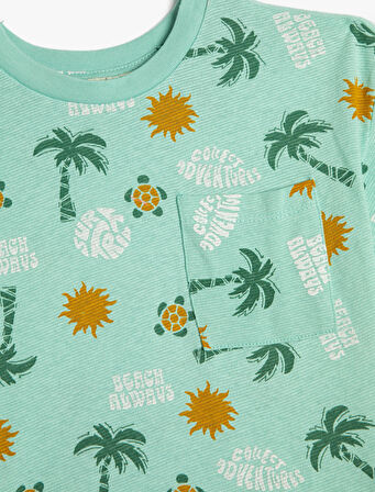 Tişört Kısa Kollu Bisiklet Yaka Pamuklu Yaz Temalı