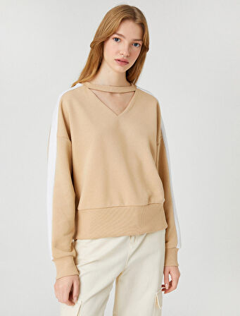 Bisiklet Yaka Sweatshirt Rahat Kesim Uzun Kollu Ribanalı