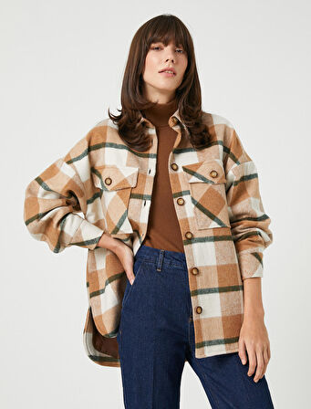 Şahika Ercümen X Koton - Cepli Düğmeli Oduncu Gömlek Ceket