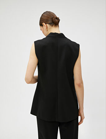 Blazer Yelek Tek Düğmeli Cep Detaylı