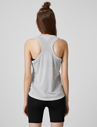 Kolsuz Tişört Simli Halter Yaka Relax Fit