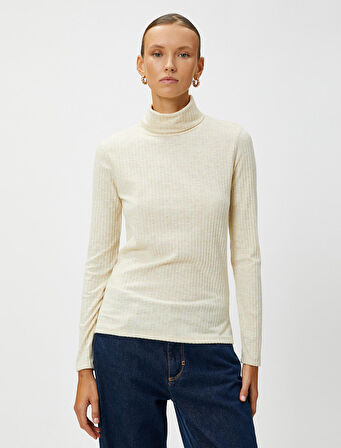 Uzun Kollu Tişört Balıkçı Yaka Yumuşak Dokulu