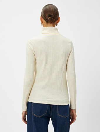 Uzun Kollu Tişört Balıkçı Yaka Yumuşak Dokulu