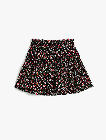 Mini Etek Katlı Beli Lastikli