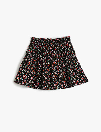 Mini Etek Katlı Beli Lastikli