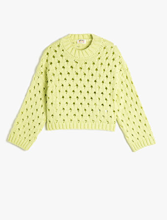 Ajurlu Kazak Triko Yuvarlak Yaka