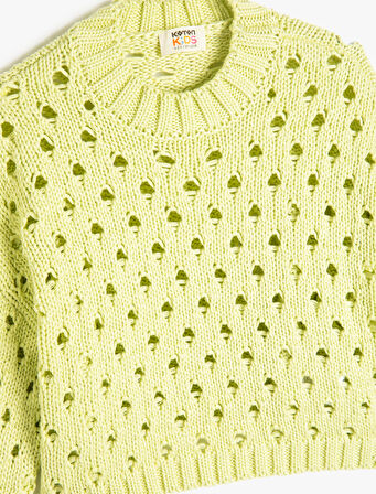 Ajurlu Kazak Triko Yuvarlak Yaka