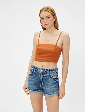 Keten Karışımlı Crop Bluz