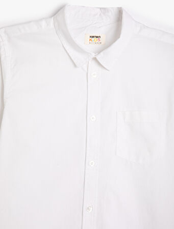 Gömlek Cep Detaylı Uzun Kollu Pamuklu Klasik Yaka