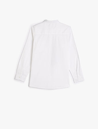 Gömlek Kravat Detaylı Uzun Kollu Pamuklu Klasik Yaka