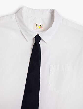 Gömlek Kravat Detaylı Uzun Kollu Pamuklu Klasik Yaka