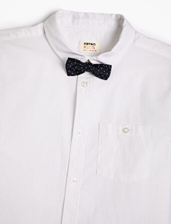 Gömlek Papyon Detaylı Uzun Kollu Pamuklu Klasik Yaka