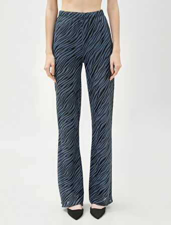 Zebra Desenli Pantolon Beli Lastikli