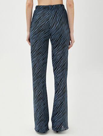 Zebra Desenli Pantolon Beli Lastikli