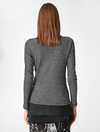 Melis Ağazat X Koton - Simli Dik Yaka Kazak