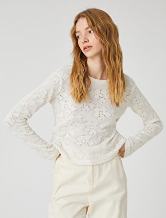 Uzun Kollu Tişört Kroşe Bisiklet Yaka