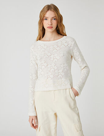 Uzun Kollu Tişört Kroşe Bisiklet Yaka