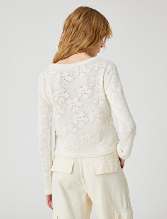 Uzun Kollu Tişört Kroşe Bisiklet Yaka