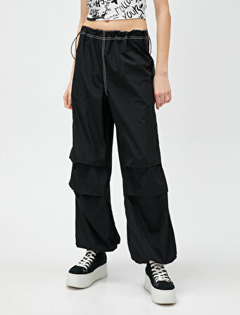 Paraşüt Pantolon Cep Detaylı Beli Lastikli Fermuarlı