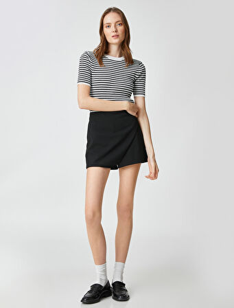 Kısa Kollu Triko Kazak Bisiklet Yaka