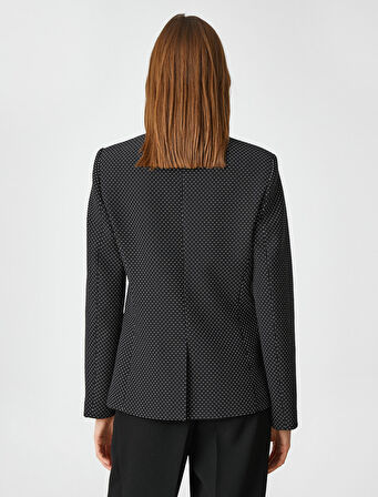 Puantiyeli Blazer Ceket Tek Düğmeli