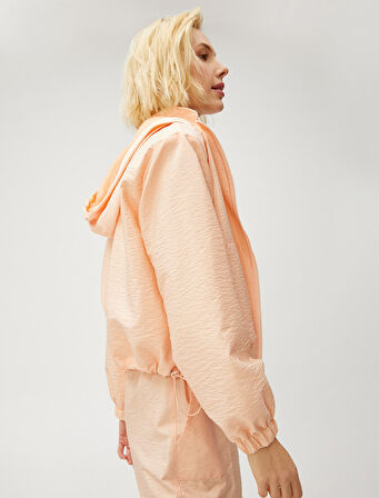 Oversize Crop Ceket Kapüşonlu Cepli