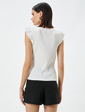 Fitilli Atlet U Yaka Kolları Fırfır Detaylı