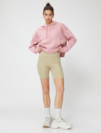 Spor Sweatshirt Kapüşonlu Şardonlu Kanguru Cepli