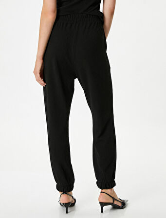 Jogger Eşofman Altı Beli Lastikli Cepli Dokulu