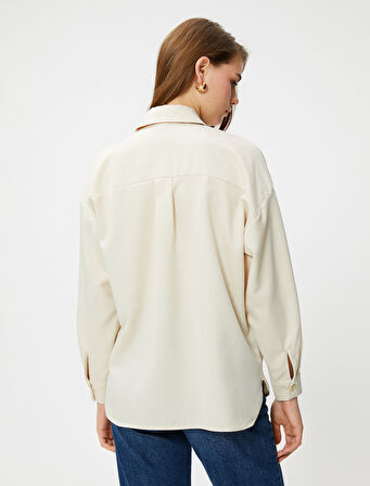 Oversize Gömlek Cep Detaylı Uzun Kollu